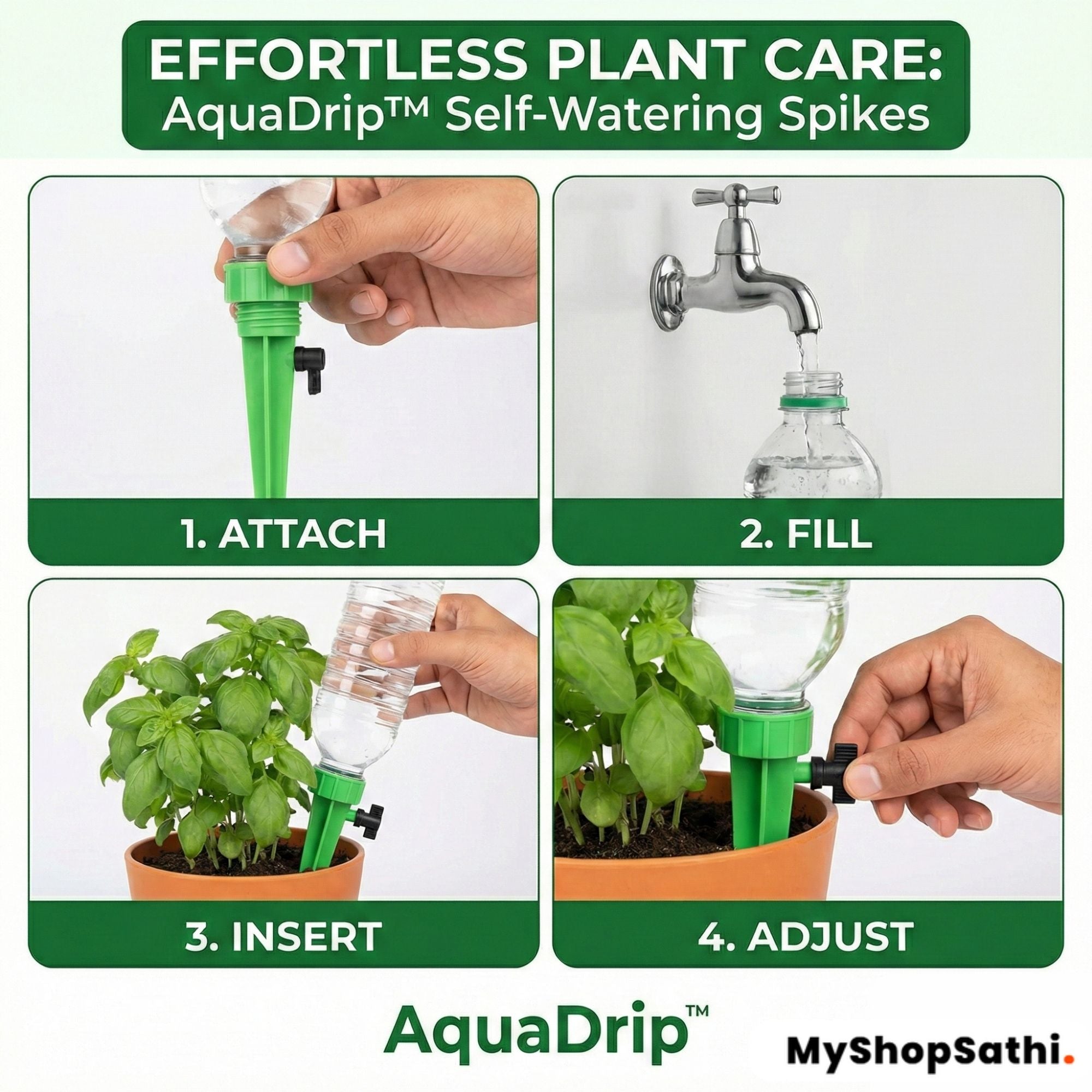 AquaDrip™ Self-Watering Plant Spikes (Adjustable Drip System)